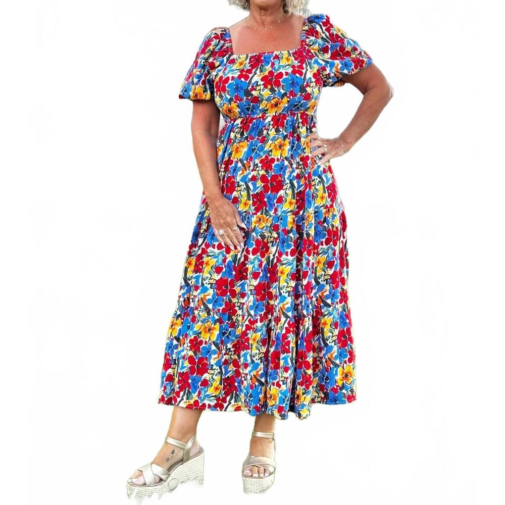 NEW SOUTHERN GRACE elizabeth midi dress in floral
